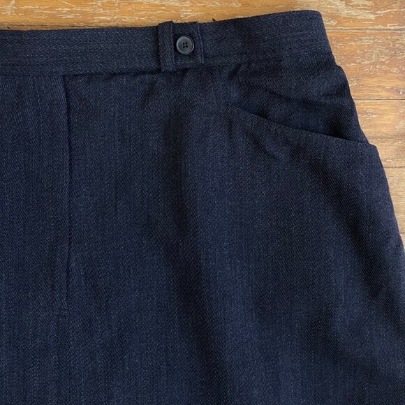Vintage Twill Wool Maxi Skirt Size Large (14) 32" Waist 1990s Dark Blue A-Line - Picture 2 of 5